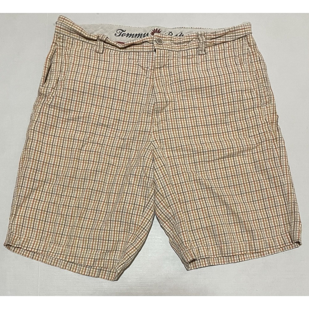Tommy Bahama Shorts Mens 34‎ X 9.5 Check Plaid Linen Silk Blend Paradise Nation